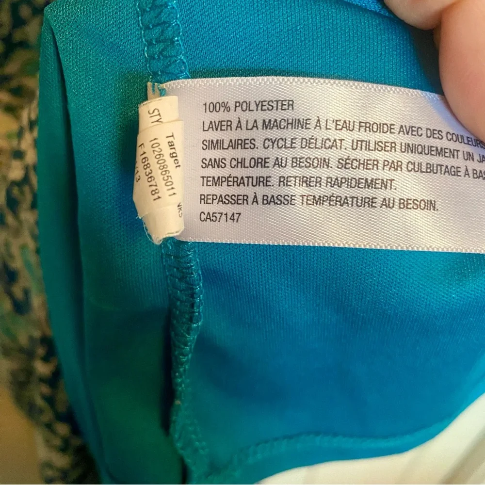Xhilaration-Lace Up Style front-Blue/Green Patterned Sun Dress-Size L - Picture 9 of 11